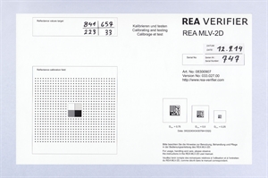 Cartela de calibrare și ajustare DataMatrix și câmpuri gri